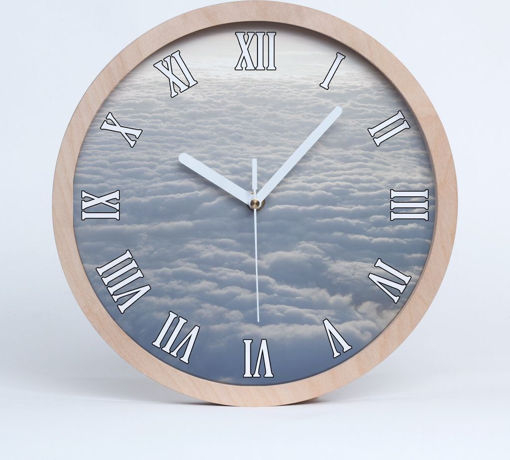 Holzuhr 20fi cm wanduhr - weiße Spitzen - Flug über den Produktbild 