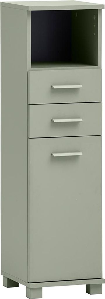 Badezimmer Midischrank 30 cm breit in Pistazie, 2 Schubladen & 1 Tür - MANDI-80