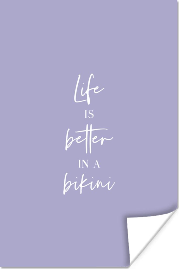 MuchoWow Poster Das Leben ist besser im Bikini - Lila - Zitat 20x30 cm - Papierdruck
