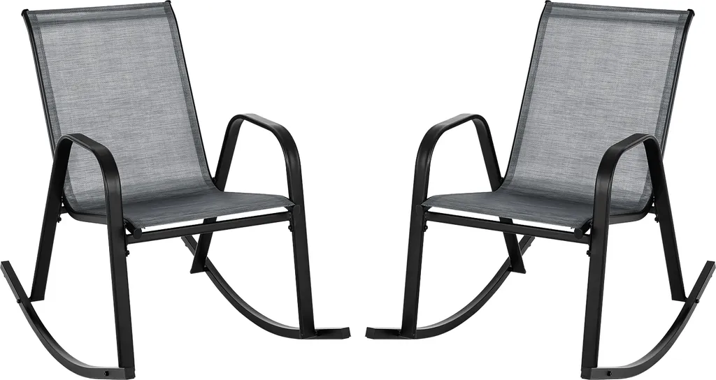 Fauteuil à bascule en tissu respirant gris lot de 2 pour terrasse cosy