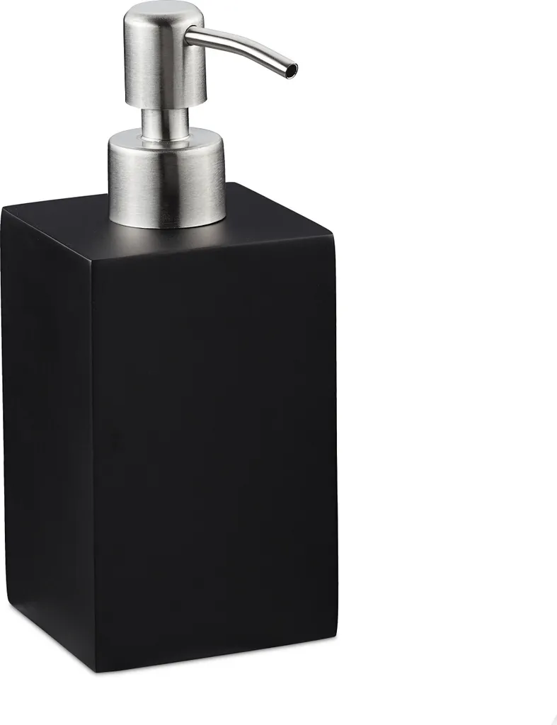 relaxdays 2x dispenser di sapone in acciaio inox quadrato nero