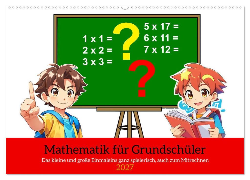 Mathematik für Grundschüler (Wandkalender 2027 DIN A2 quer), CALVENDO Monatskalender