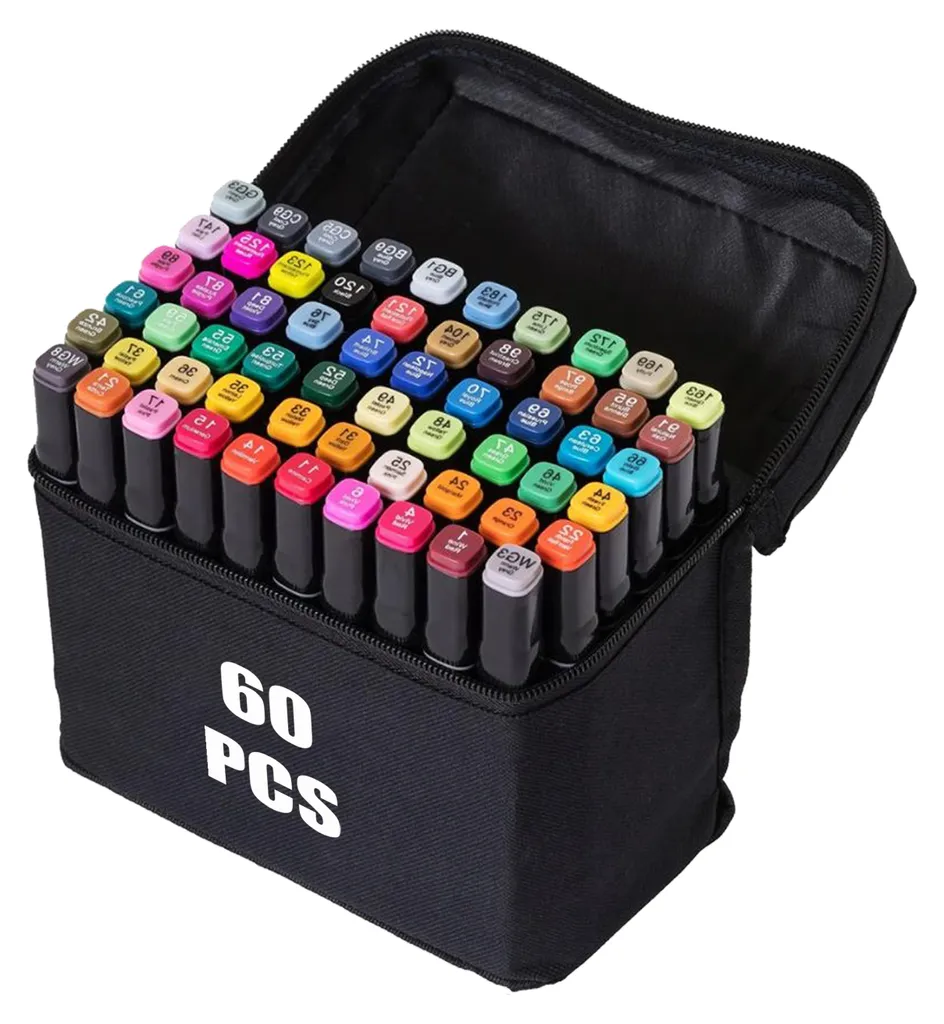 Marqueurs à alcool 60 pièces pour graffiti et design kit de dessin complet