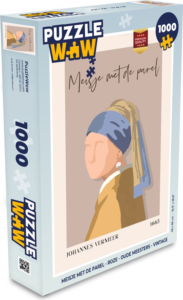 MuchoWow Puzzle 1000 Teile Mädchen mit einem Perlenohrring - Rosa - Alte Meister - Vintage - Spielzeug - Alt und Jung - Spiele - Puzzeln