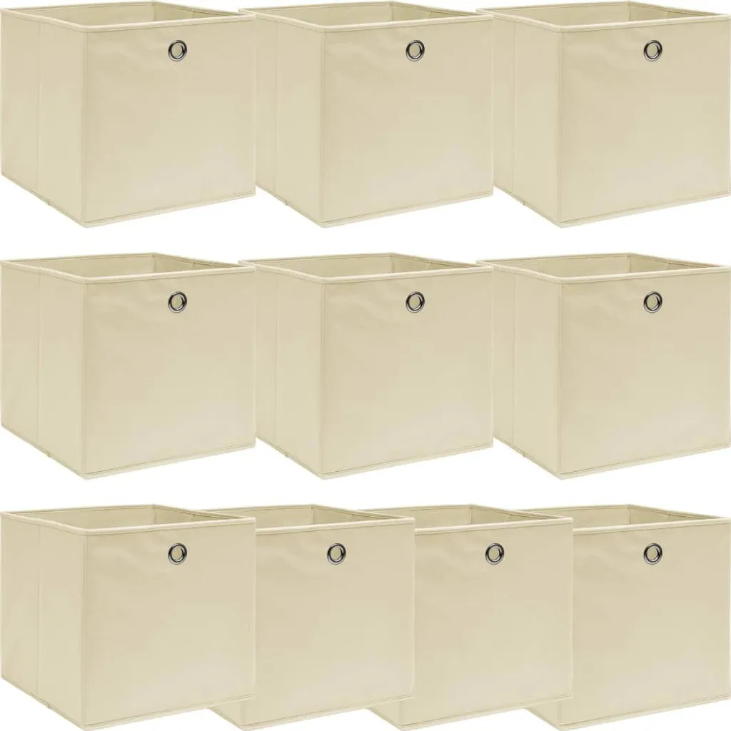Boîtes de rangement 10 pcs crème 32x32x32 cm en tissu pour étagères