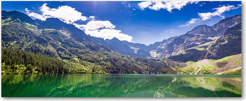 Tulup Küchenrückwand Spritzschutz aus Glas -125x50 -Spritzschutz auf gehärtetes Glas Deko Landschaften Berg See Tatra