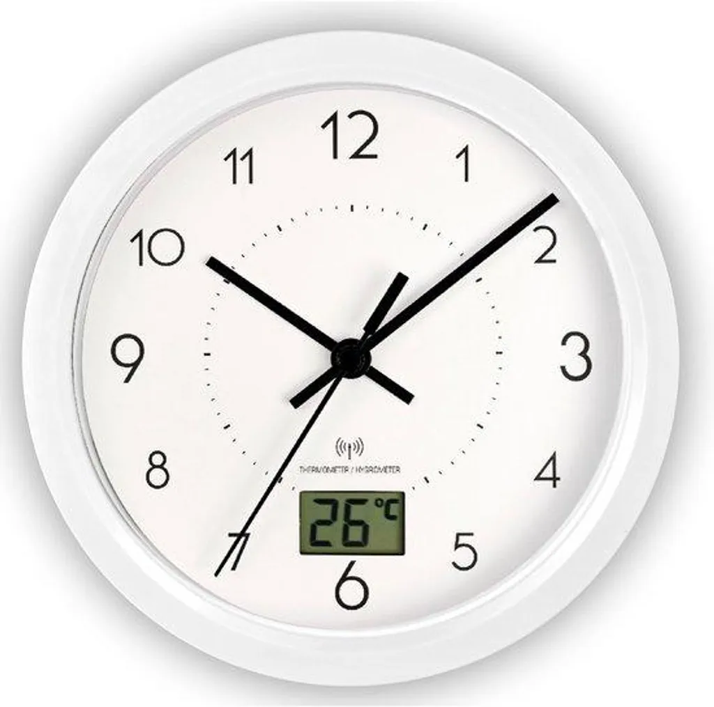 Horloge de salle de bain sans fil 170 mm avec ventouses et mouvement quartz