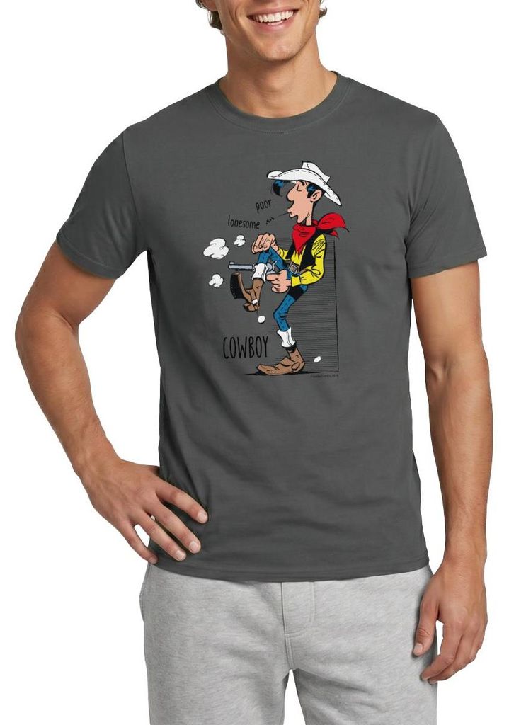 Spreadshirt Lucky Luke Poor Lonesome Cowboy Männer T-Shirt, XXL, Anthrazit