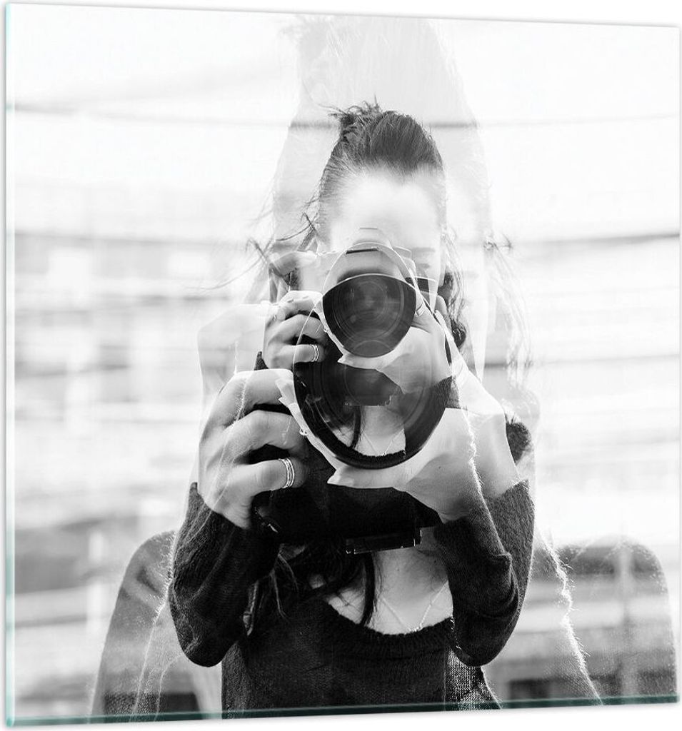 Bilder auf glas - Einteilig - Fotograf Schwarzweiß Doppel - 30x30cm - Glasbilder - Wandbilder - Bilder - Wanddekoration aus Glas - Glas Bilder - W...