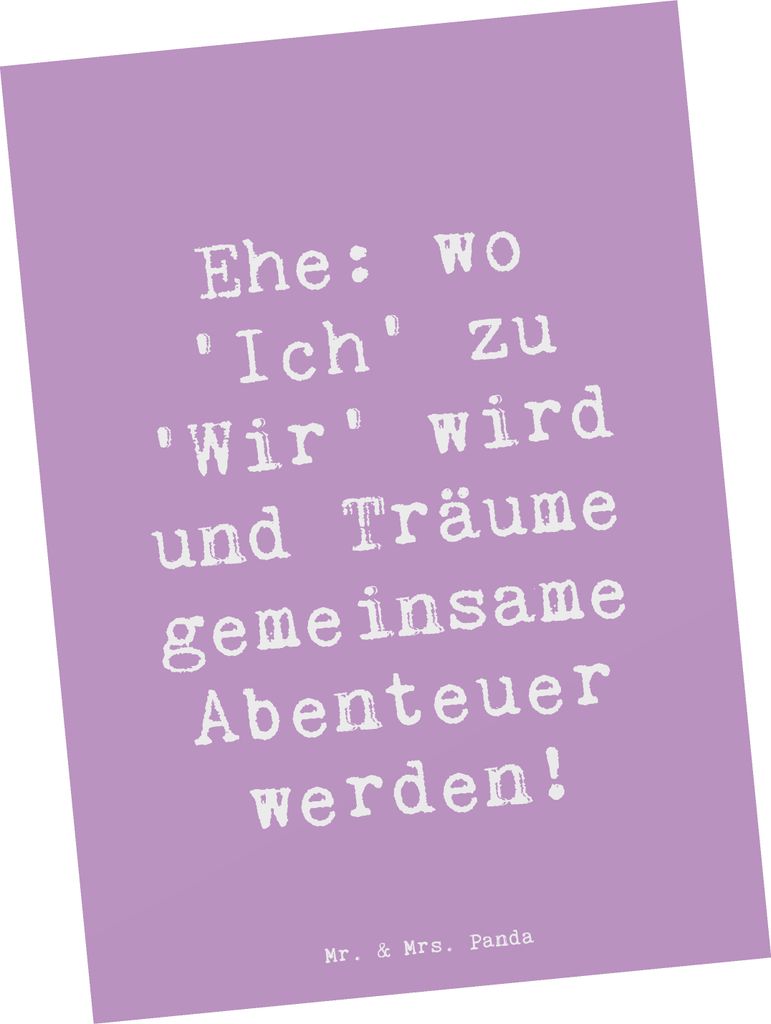 Mr. & Mrs. Panda Postkarte Spruch Hochzeitsfeier Abenteuer - Lavendeltraum - Geschenk, Ehe, Postkarten, Grußkarte, Ansichtskarte, unvergesslich, H...