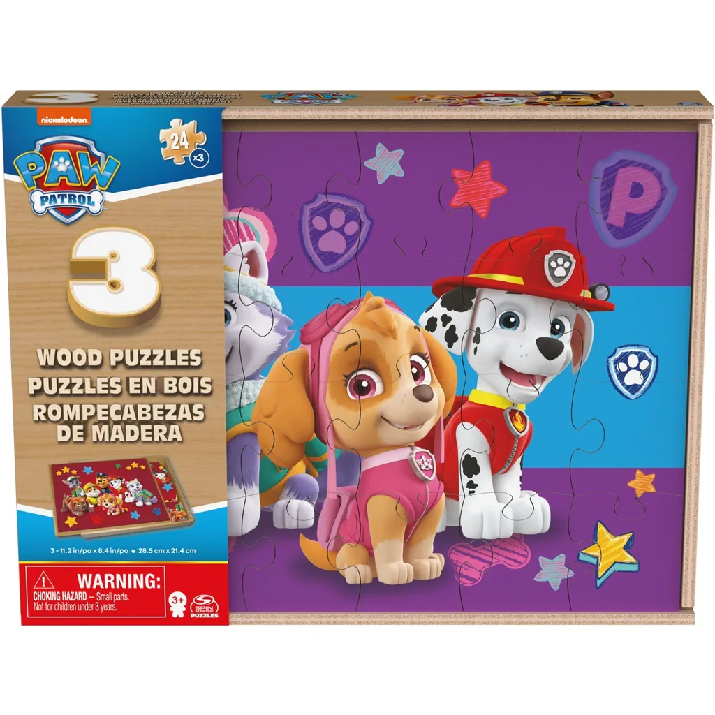 Puzzle Pat'Patrouille en bois résistant - Coffret de 3 jeux enfants