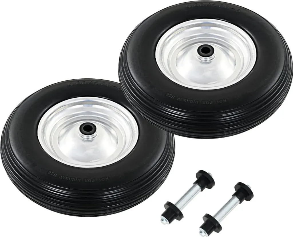 Paire de Roues de Brouette Increvables 390 mm avec Axes en Métal Inclus