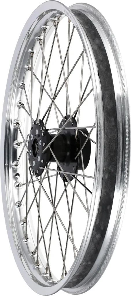 Roue 1,6x19 Simson rayons inox et jante alu poli pour frein à disque
