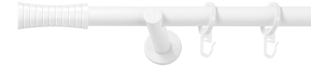 SN Deco Gardinenstange Nancy, 19 mm, 1-läufig, Stahl, Komplett-Set mit Ringen, Auflageträger, 480 cm, weiß