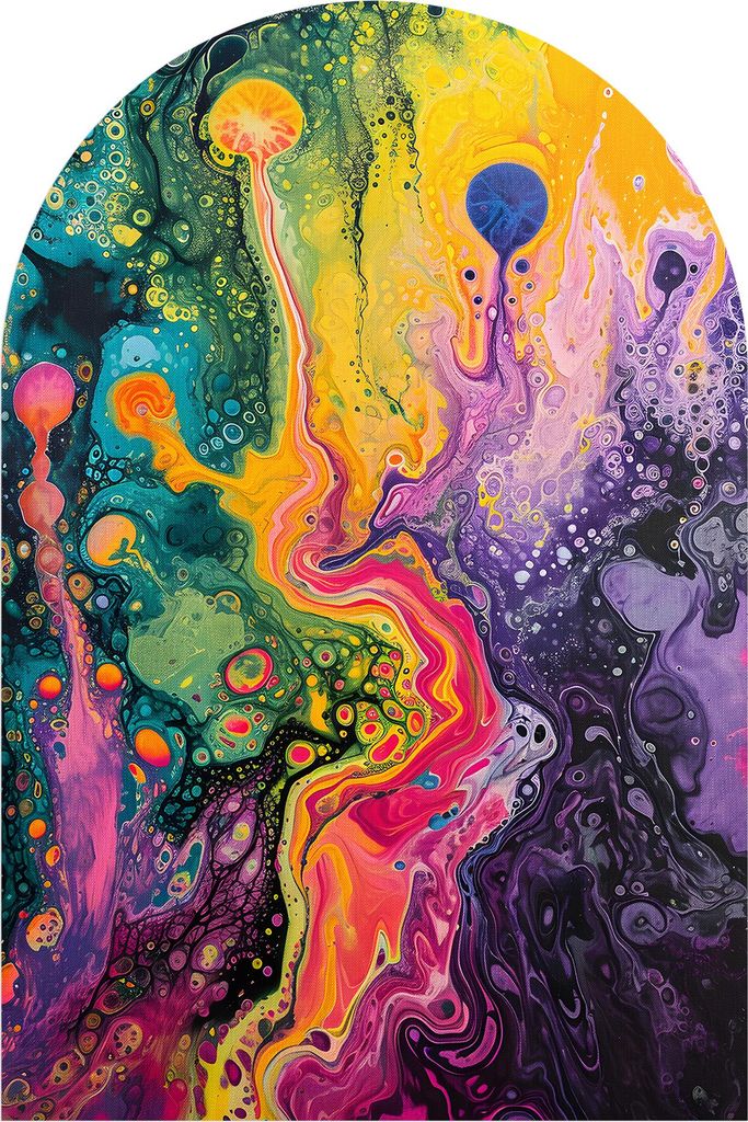DEQORI Fototapete Rundbogen 60x90 cm 'Kosmische Farbwelt' Wand Tapete Leinwand Sticker