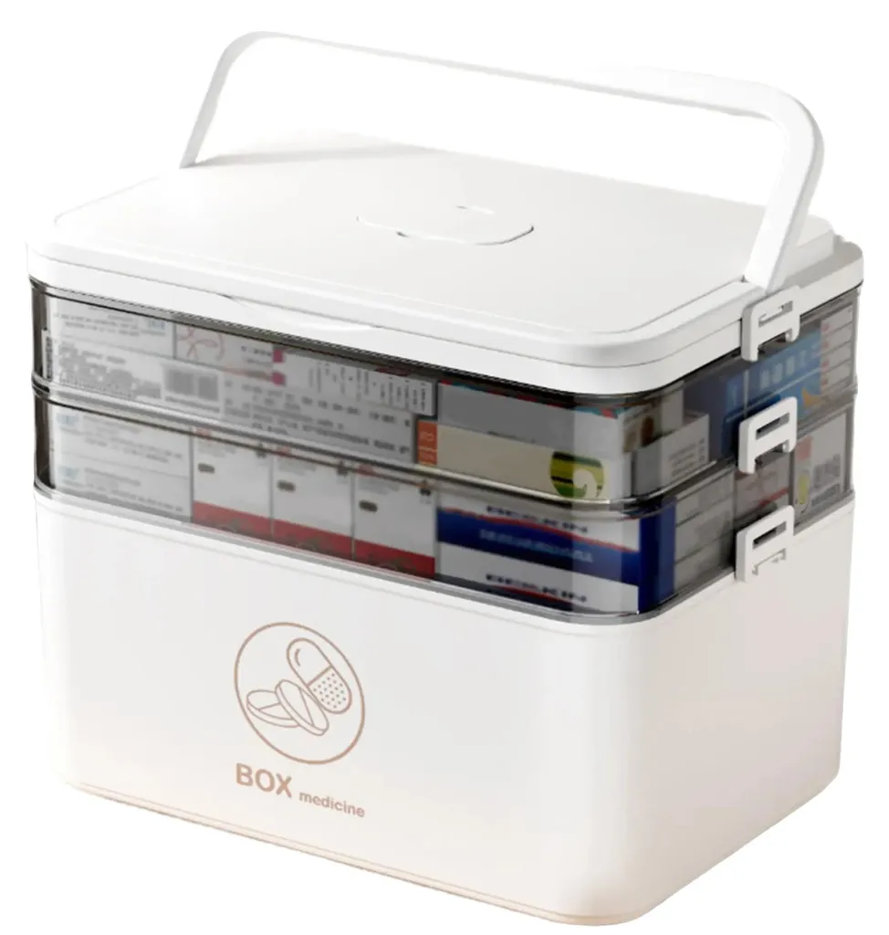 Fini le désordre avec cette boîte à médicaments portable blanche XL