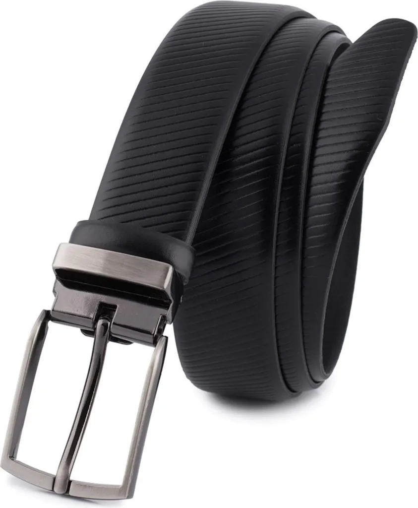 Ceinture Beltimore E42130 en Cuir Véritable Noir pour Homme - 3,5 cm