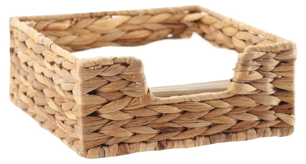 Serviettenhalter geflochten aus Wasserhyazinthe – Servietten Aufbewahrung für Papierservietten bis 15cm – Halter im Vintage Boho Stil