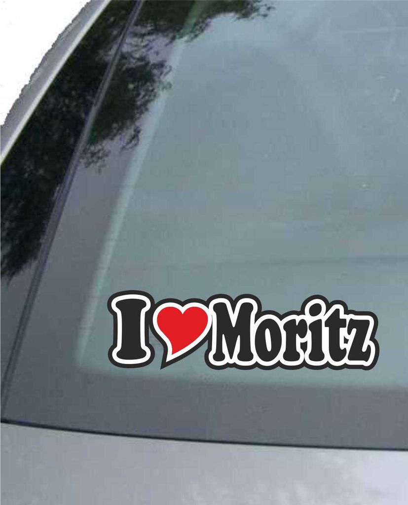 INDIGOS UG - Aufkleber / Autoaufkleber I Love Heart - Ich liebe mit Herz 15 cm - I LOVE Moritz - Auto LKW Truck - Sticker mit Namen vom Mann Frau Kind