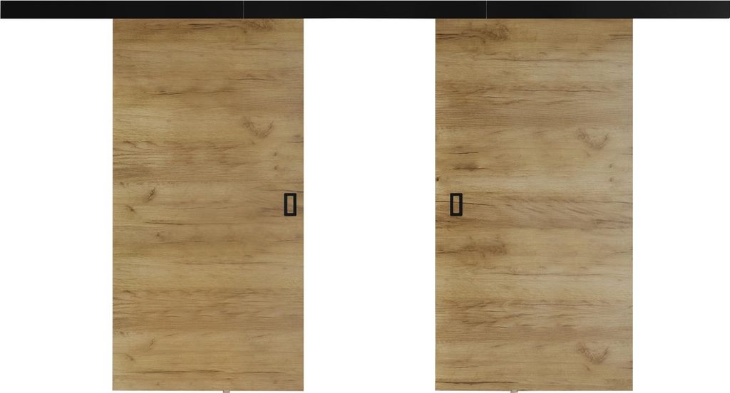 KIER FURNITURE Schiebetür Komplettset WERDI PLUS DUO Sliding Door, Raumteiler Schiebetür Eiche Craft 212x205x1,6 cm