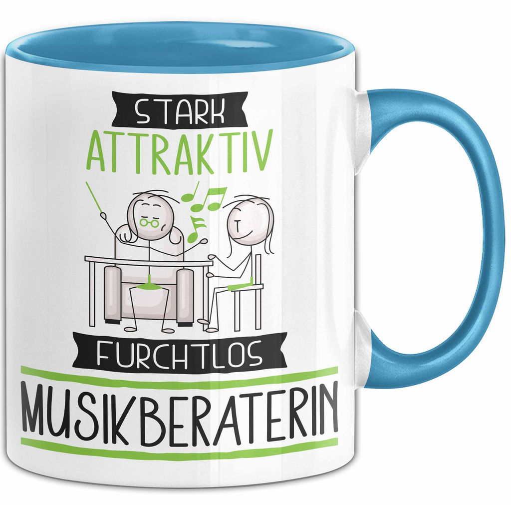 Musikberaterin Tasse Geschenk Becher Stark Attraktiv Furchtlos Musikberaterin Lustige Geschenkidee (Blau)