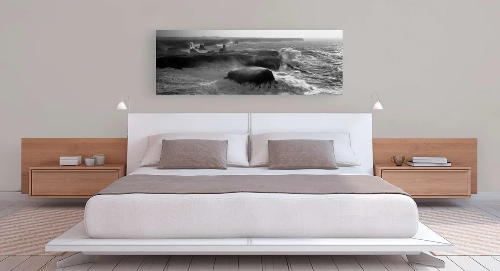 Tableau sur toile Phare dans la tempête, format panorama de salon - 2