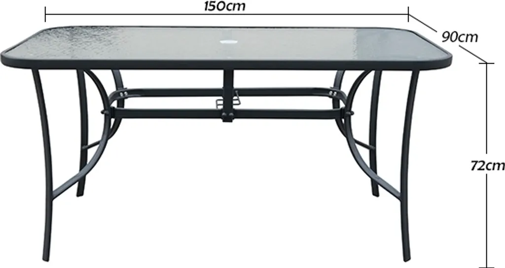 Table de jardin 6 places NABBI noire 150 cm pour terrasse et balcon