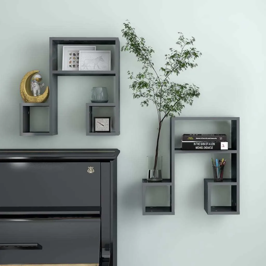 Mensole 50x50 Grigio Lucido Set 2 Pezzi | Scaffale a Muro Salvaspazio