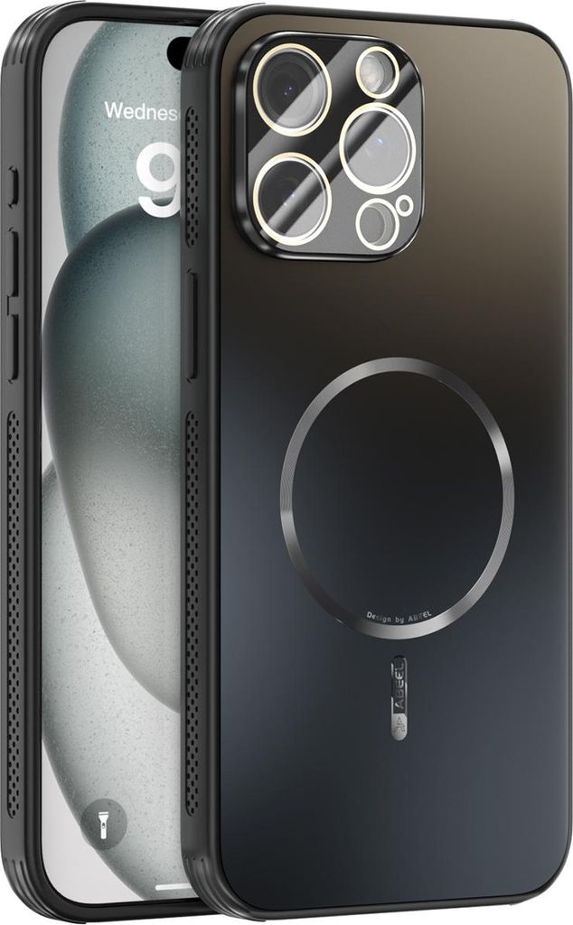 Matte PC TPU Hülle für iPhone 14 Pro Max Magnetische Handyhülle mit Linsenabdeckung und Wärmeableitung Stoßstange Schwarz
