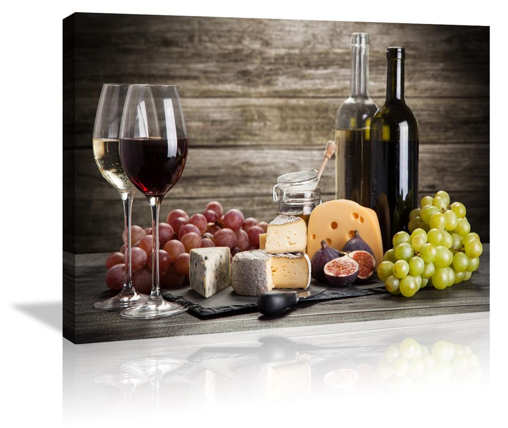 4016 Wein & Käse Leinwandbild 80x60 cm