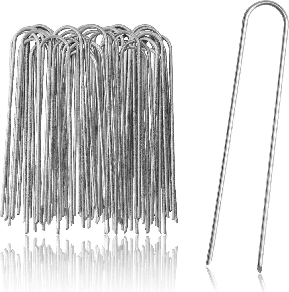 com-four 50x Erdanker 200x25x3,8mm aus beschichtetem Stahl - robuste Erdnägel zur Befestigung von Unkrautvlies und Folien - Bodenanker für Gart...