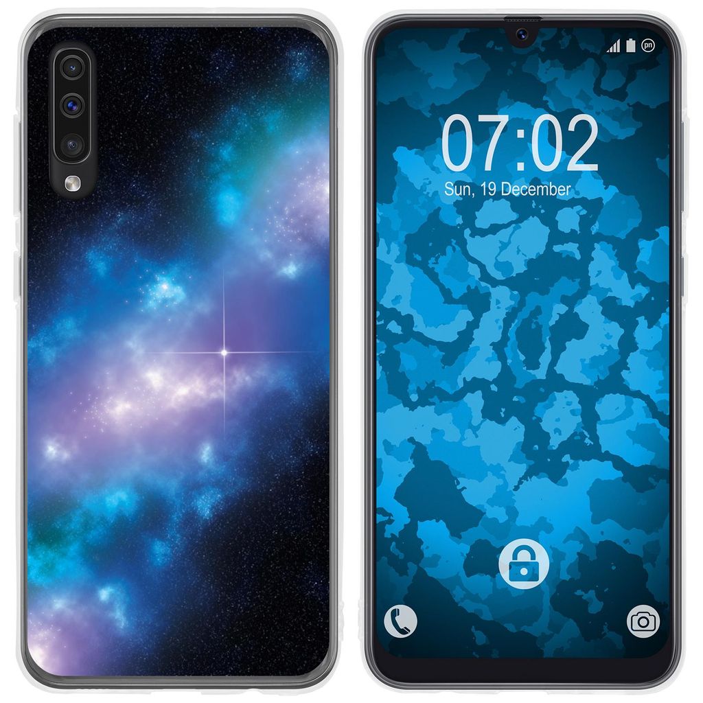 PhoneNatic Case kompatibel mit Samsung Galaxy A50 Silikon-Hülle Space Blue Belt M4