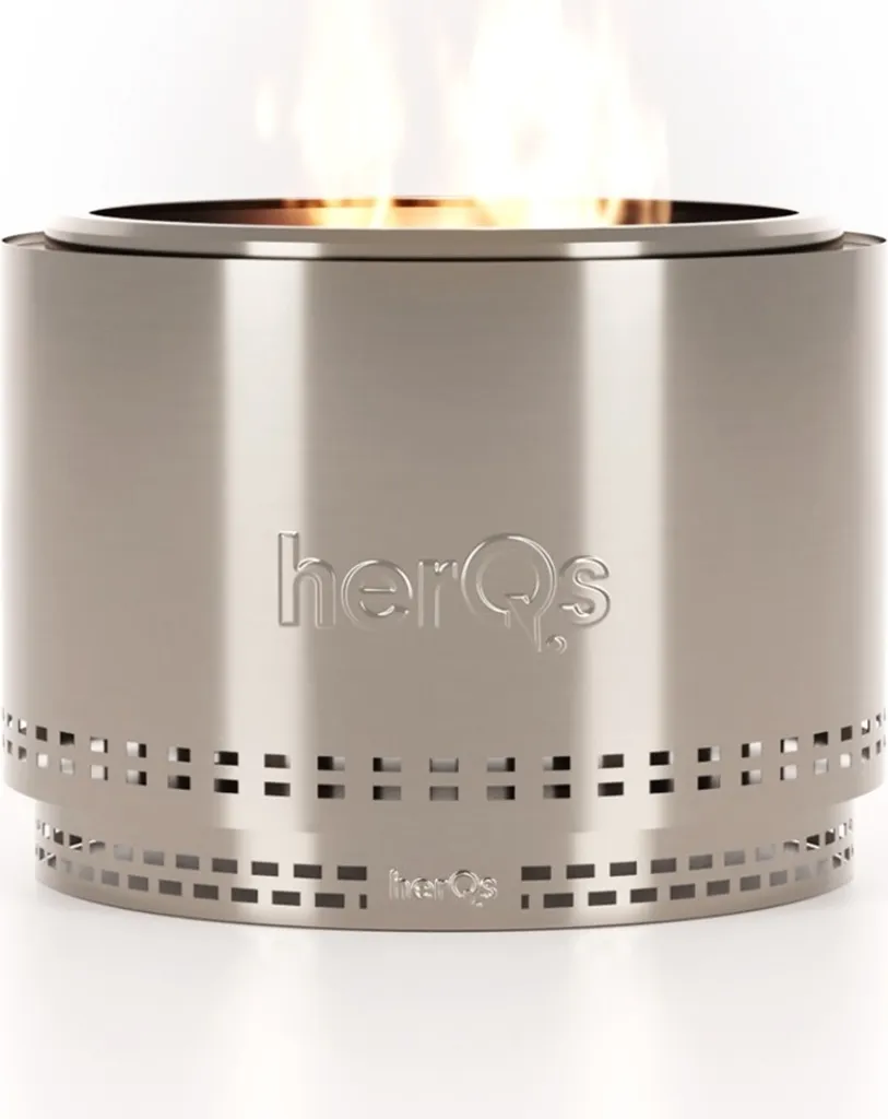 Brasero sans fumée HerQs ø68cm en acier brossé avec cendrier amovible