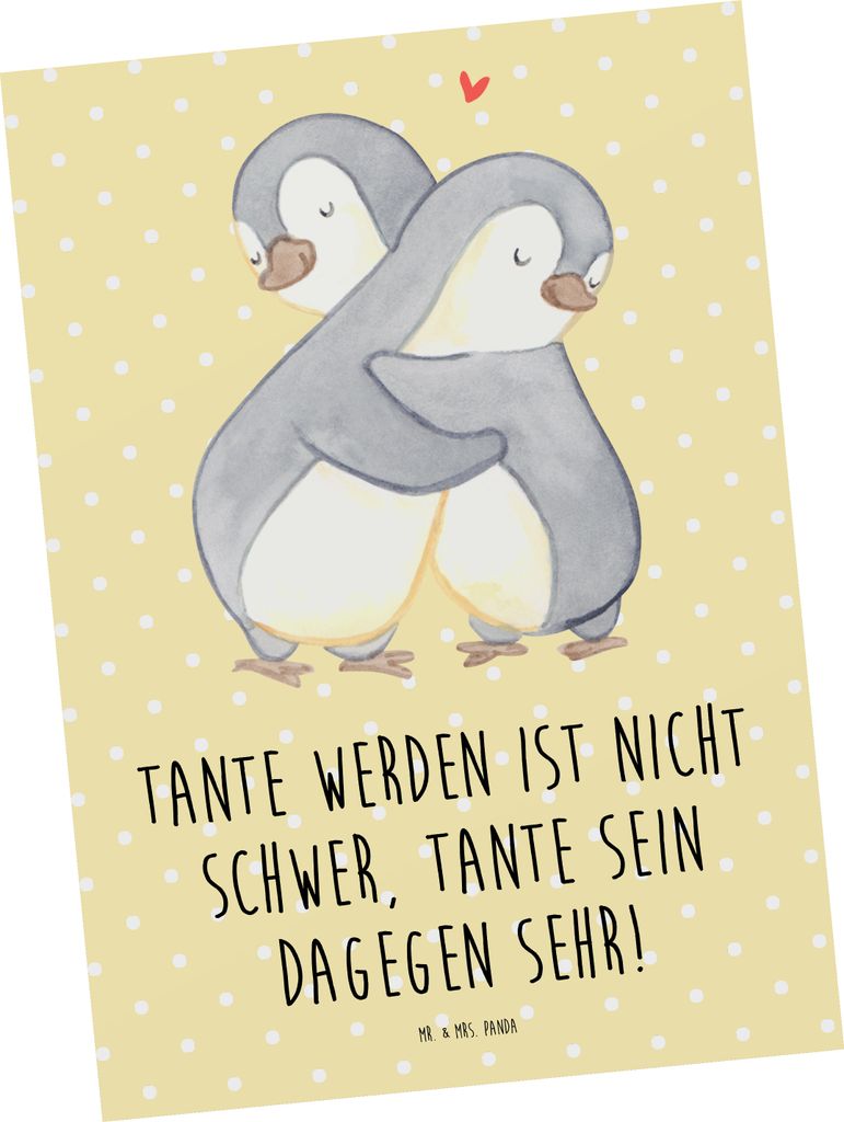 Mr. & Mrs. Panda Postkarte Tolle Tante - Gelb Pastell - Geschenk, bildkarte, herzerwärmende Sprüche, Familienmitglieder, Ansichtskarten, Nichte, ...