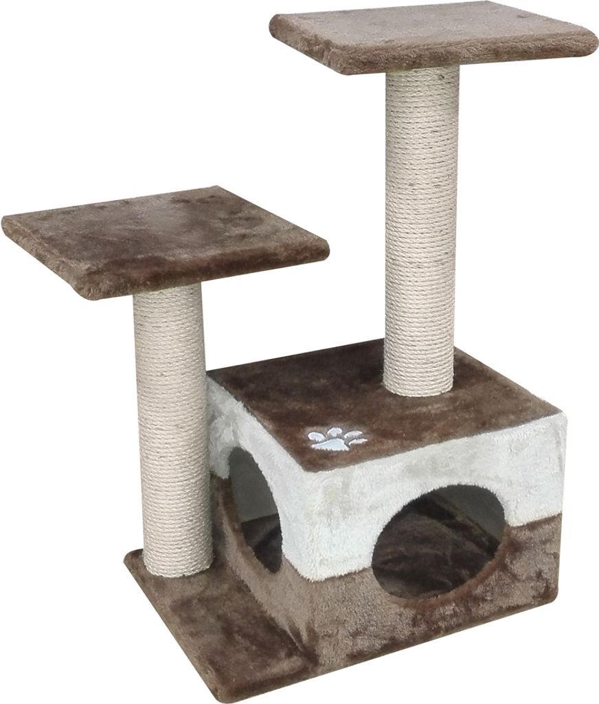 Dehner Katzen-Kratzbaum Mia, ca. 70 x 34 x 45 cm, Sisal/Plüsch, beige/braun