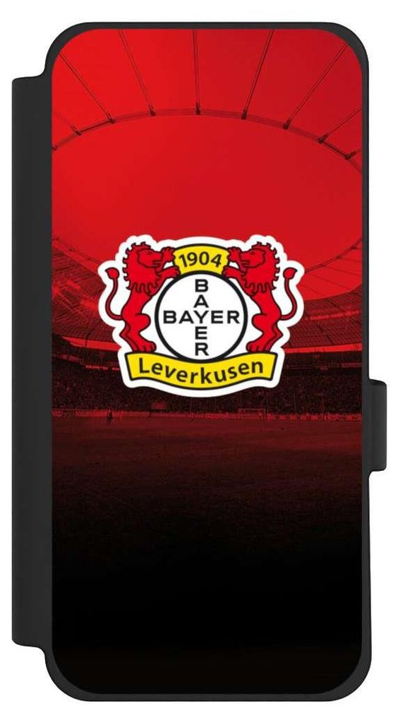 NIVOCASE Klapphülle für Google Pixel 10 Pro XL Handyhülle aus Kunst Leder NIVOflip schwarz Bayer 04 Leverkusen Offizielles Lizenzprodukt Stadion