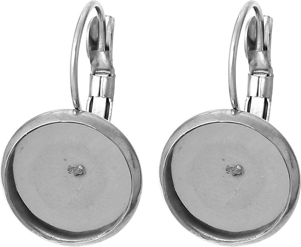 1 Paar Edelstahl Ohrhaken m. Fassung für 12mm Cabochons
