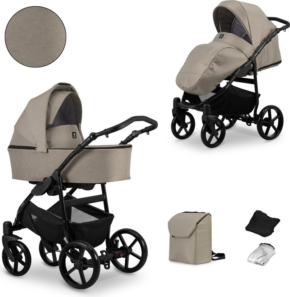 Kunert MATA 2in1 Kinderwagen in Braun/Mocca – Vielseitiger Babywagen mit Tragetasche und Sportsitz