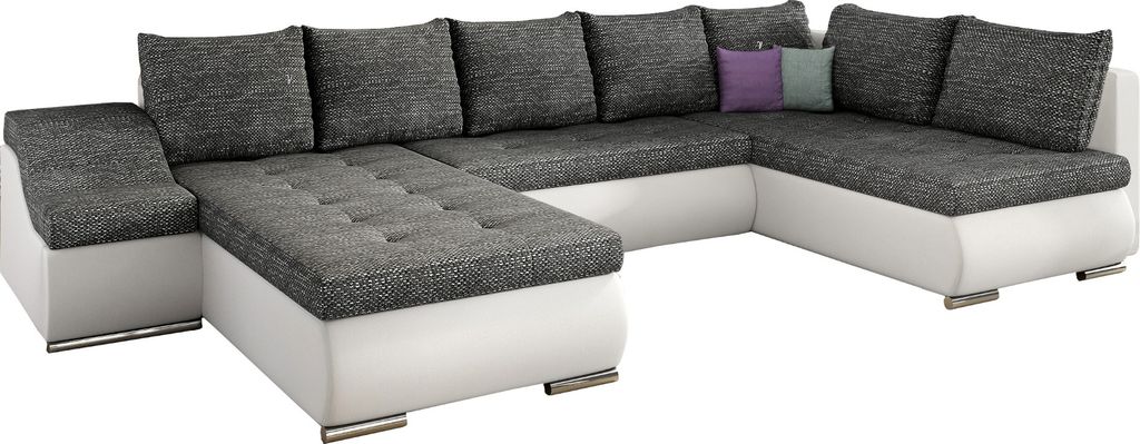 Wohnlandschaft mit Bettfunktion Polstergarnitur Ecksofa mit Schlaffunktion und Bettkasten Couch für Wohnzimmer Schlafsofa Sofagarnitur Sofa Eckcou...