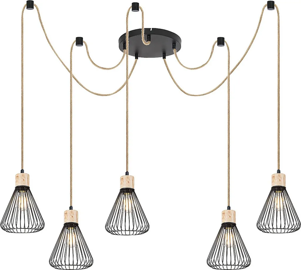 Lampe Suspendue E27 5 Lumières Noir Farfalle Rabalux 3150 Design Pro