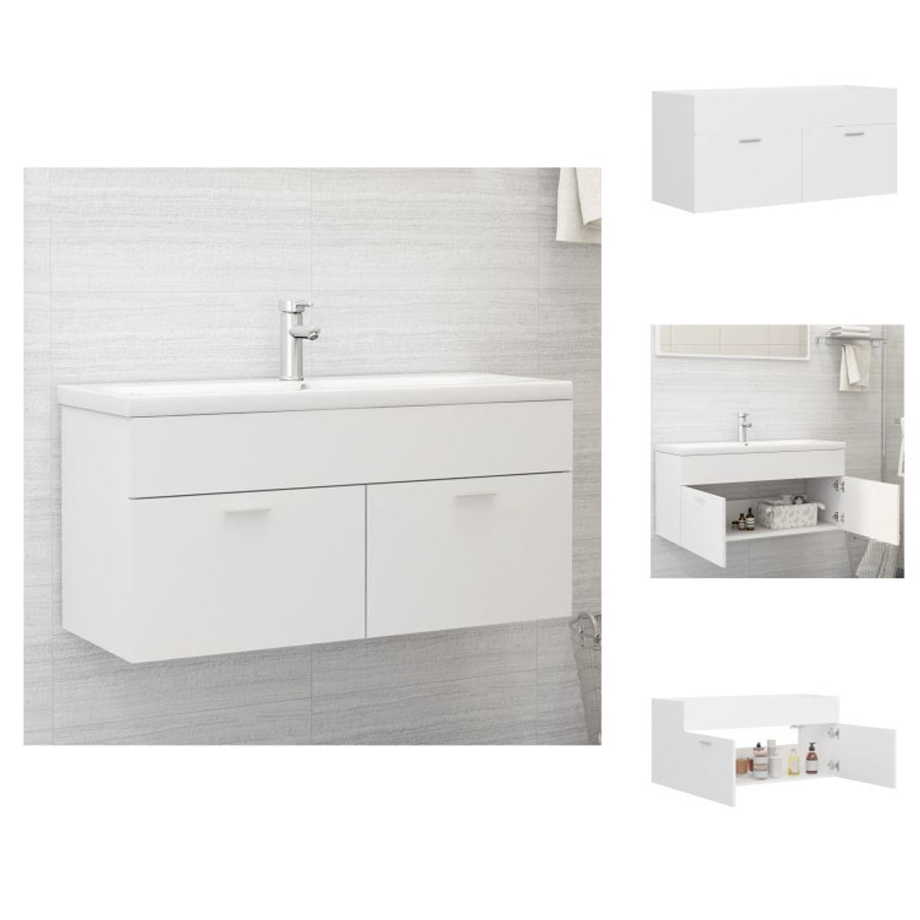 vidaXL Waschbeckenunterschrank Weiß 100x38,5x46 cm Holzwerkstoff - Badezimmermöbel-Sets
