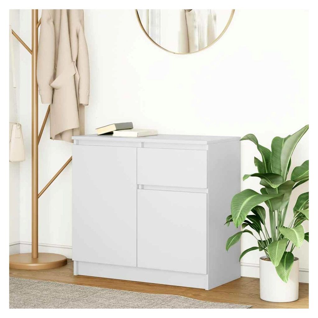 Sideboard mit Schublade in Weiß 71x35x65 cm aus Holzwerkstoff, Kommode, Schrank, Flurschrank, Anrichte, Küchenschrank, Wohnzimmerschrank