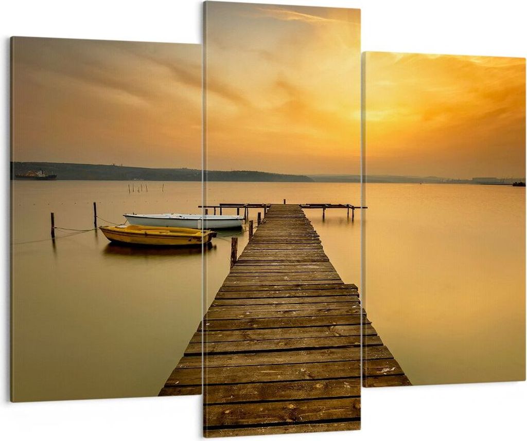 Bild auf Leinwand - Leinwandbild - See Brücke - 130x100cm - Wand Bild - Wanddeko - Wandbilder - Leinwanddruck - Bilder - Kunstdruck - Wanddekorati...
