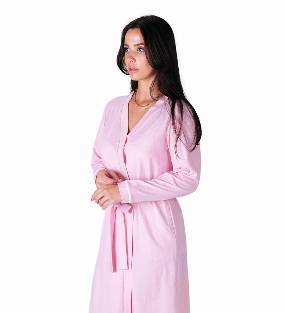 Damen-Morgenmantel – Rosa mit Seitentaschen