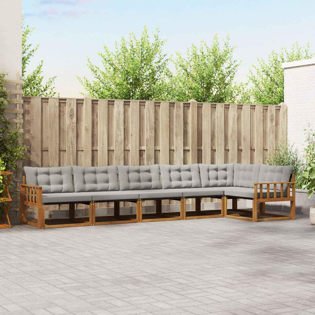"Seasonal Sale"Outdoor-Sofagarnitur - CLORIS - Balkonmöbe/Sitzgruppe - mit Kissen 6 pcs - Moderne Design - Natürlich und Hellgrau - Gartensofas D...