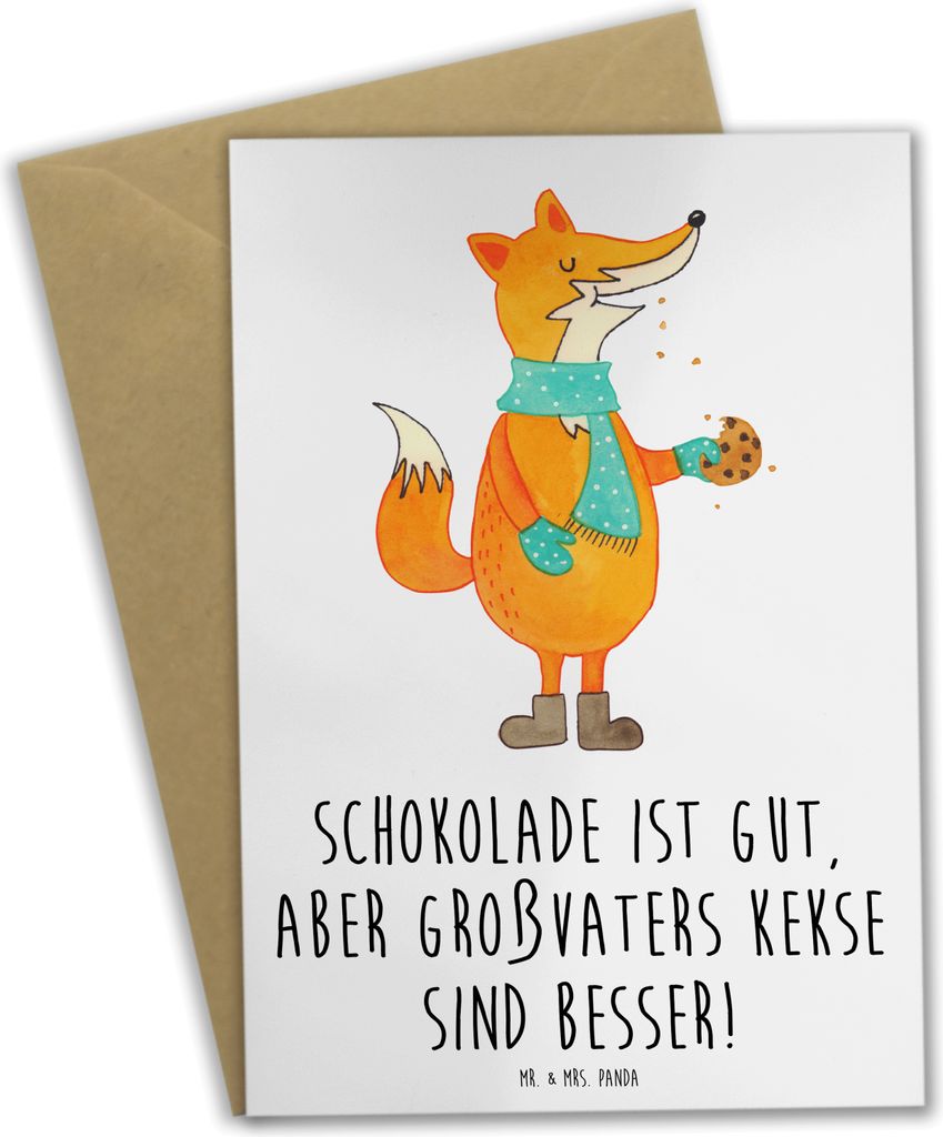 Mr. & Mrs. Panda Klappkarte Großvaters Kekse - Weiß - Geschenk, weihnachtskarten, Familie, Kindheitserinnerungen, einladungskarten, osterkarte, H...