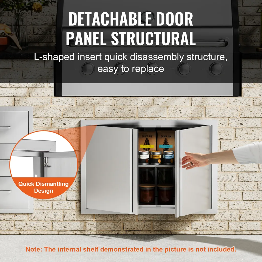 Double Porte Cuisine Extérieure Inox 774x532 mm avec Poignées Intégrées - 4