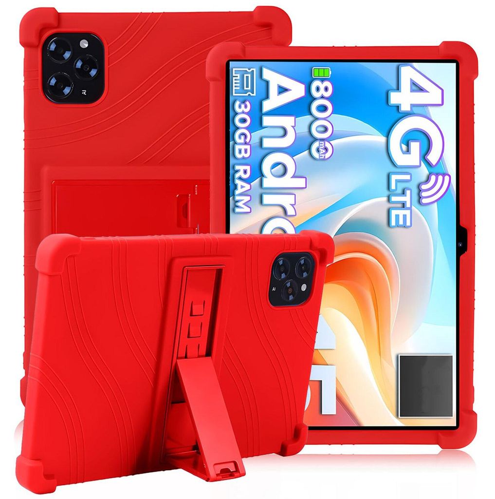Tablet Hülle für Doogee Tab G6 11,0", Stoßfeste Weiches Silikon Schutzhülle mit Standfunktion Rot
