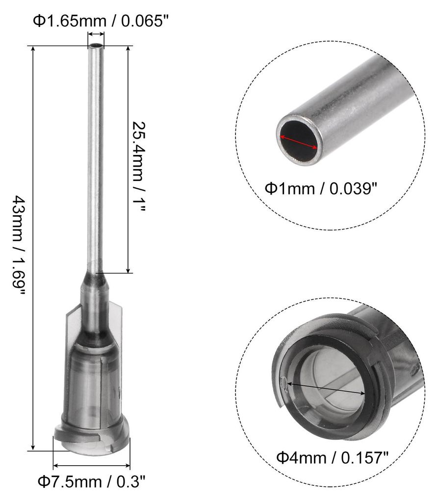 Industrielle Stumpfe Spitzen Kanš¹len 16G 1 Zoll L?nge mit Luer Lock Schraubanschluss, Dosierkanš¹le fš¹r Flš¹ssigklebepistole, 40 Stš¹ck...