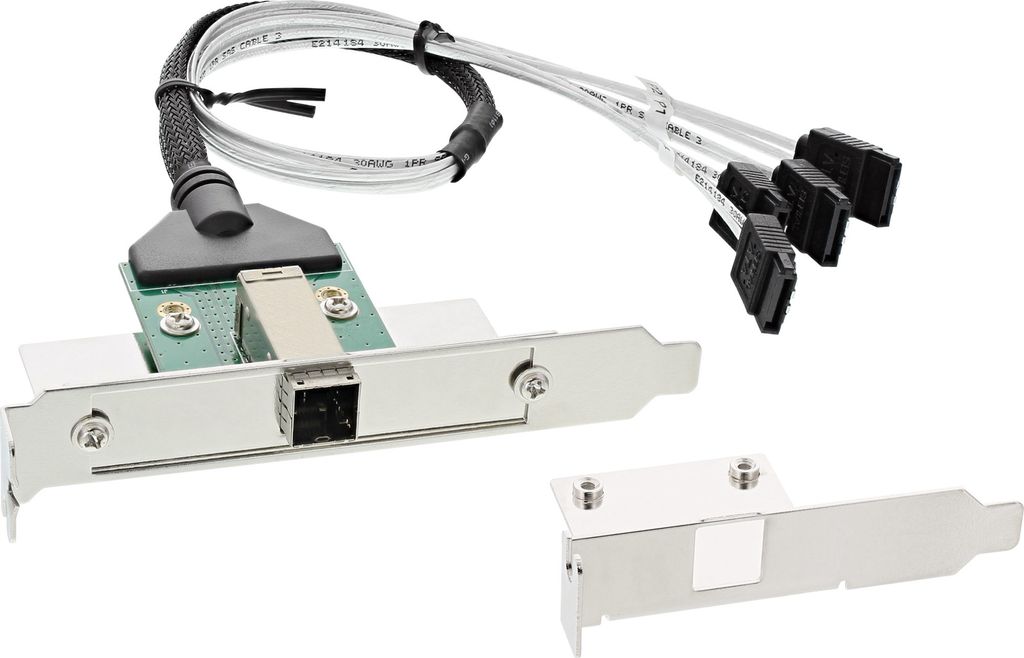 InLine SAS HD Slotblech PCI + 50p Centr., mit Kabel, ext. SFF-8644 auf int. 4x SATA, 0,5m